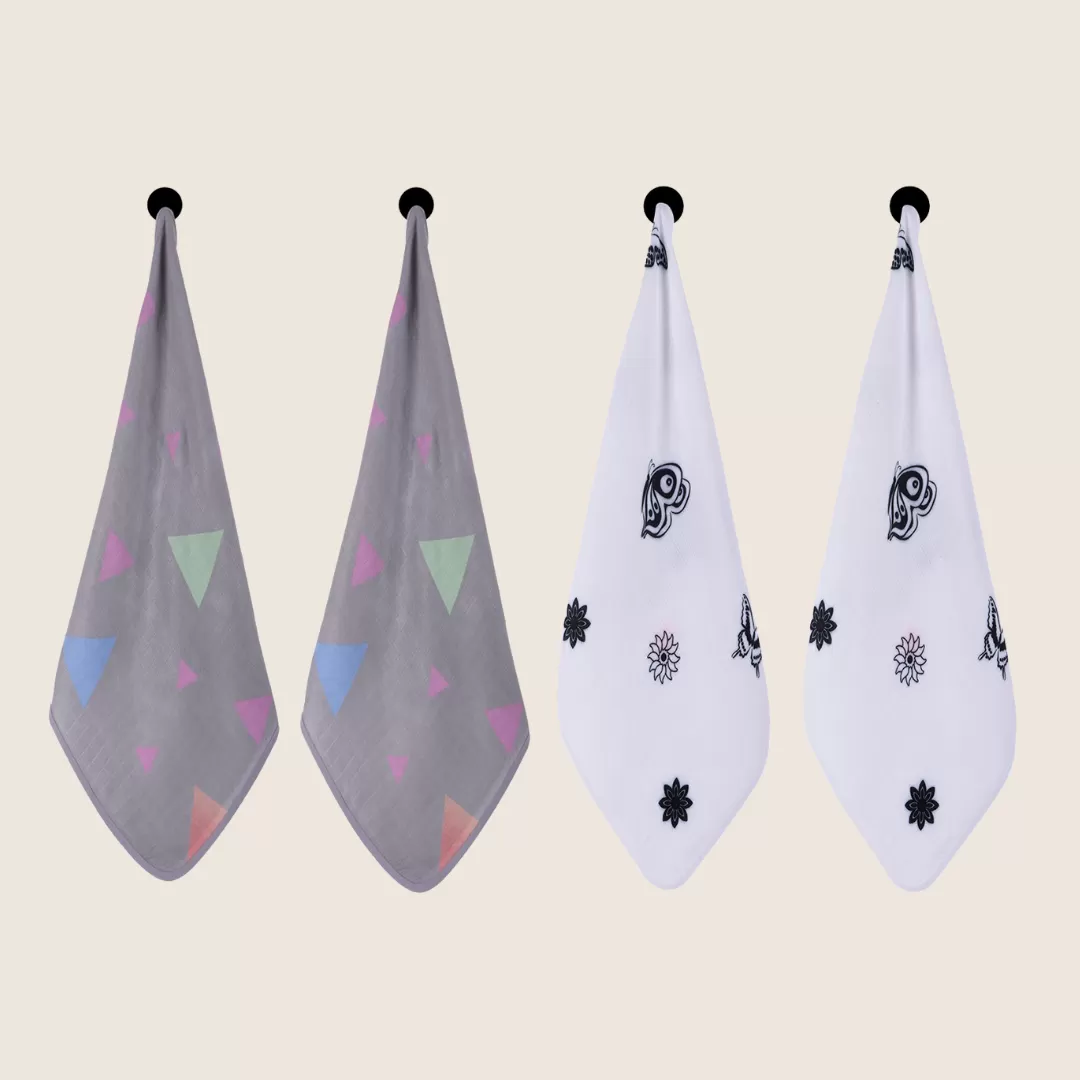 Burp Cloths - Grey Triangle & Butterfly